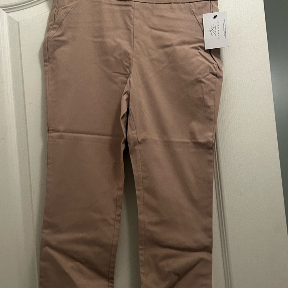 Tan Slim Fit Capri Pants